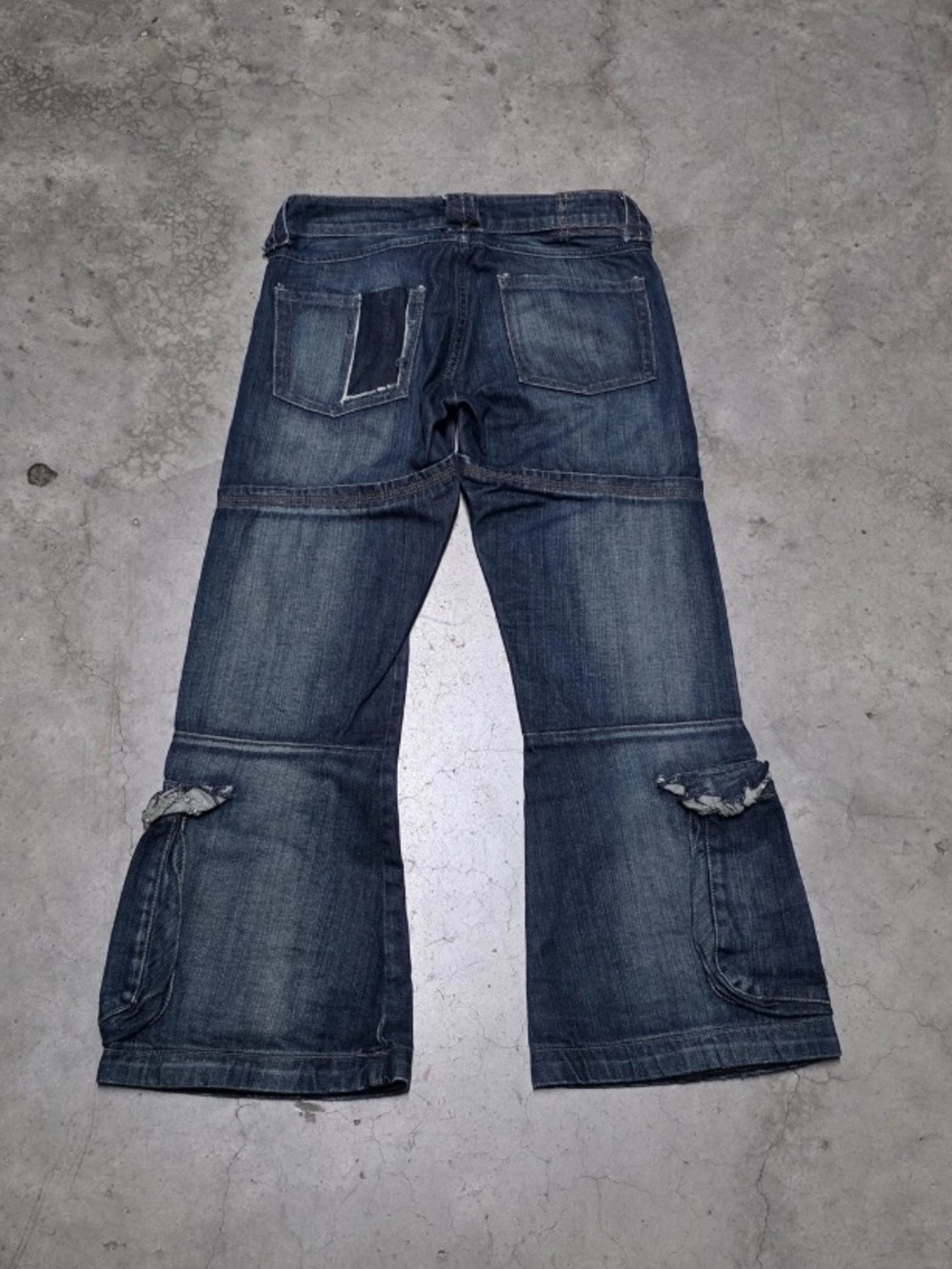 Runway Marithe Francois Girbaud Dark Blue Flare Cargo Jeans 2004 - Picture 7 of 9